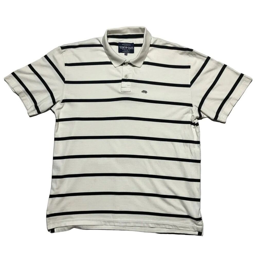 ECKO UNLTD 3XL Men’s Striped Polo Shirt Y2K Streetwear Classic White Black Big &